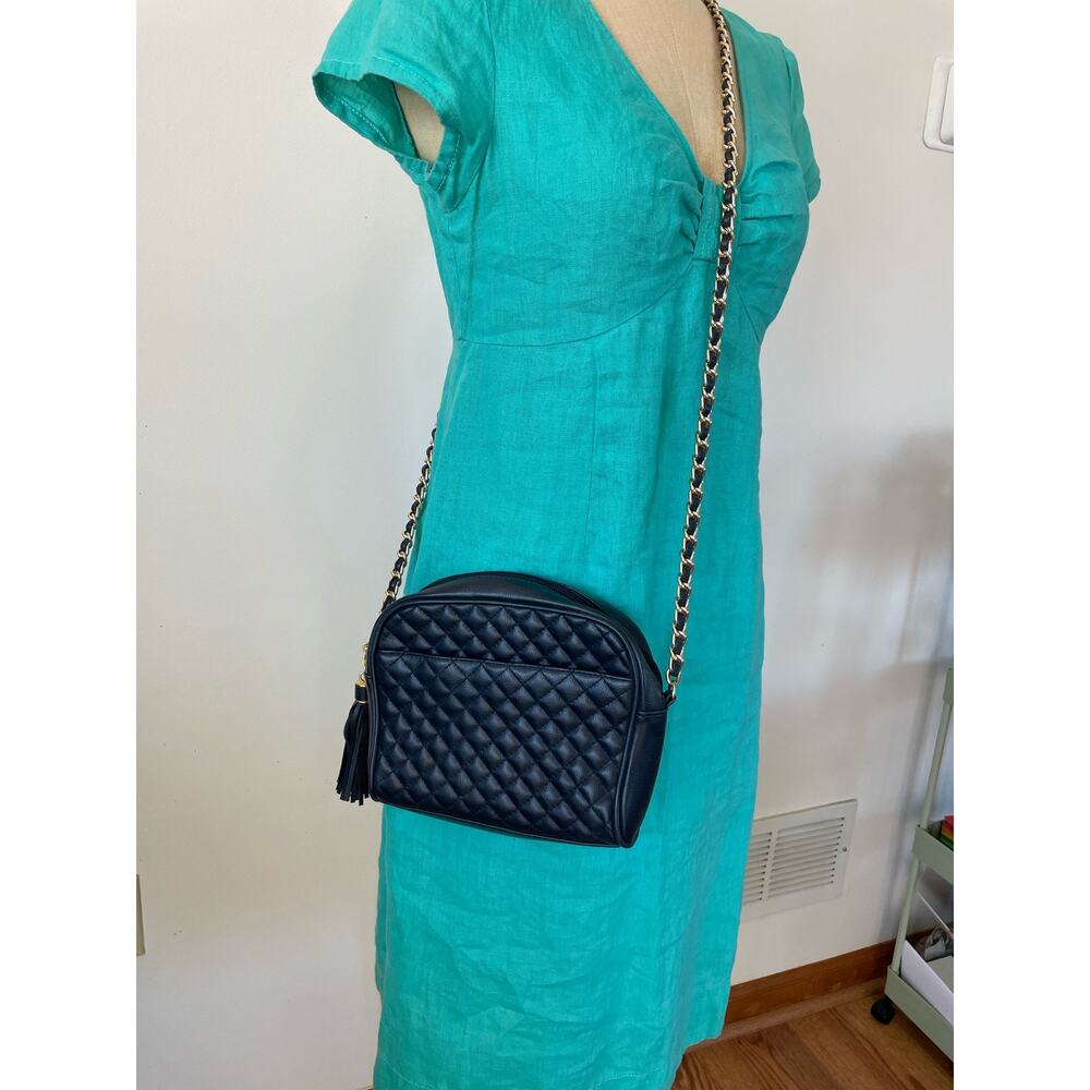 Amanda Smith Blue patent quilted chain strap cross body purse